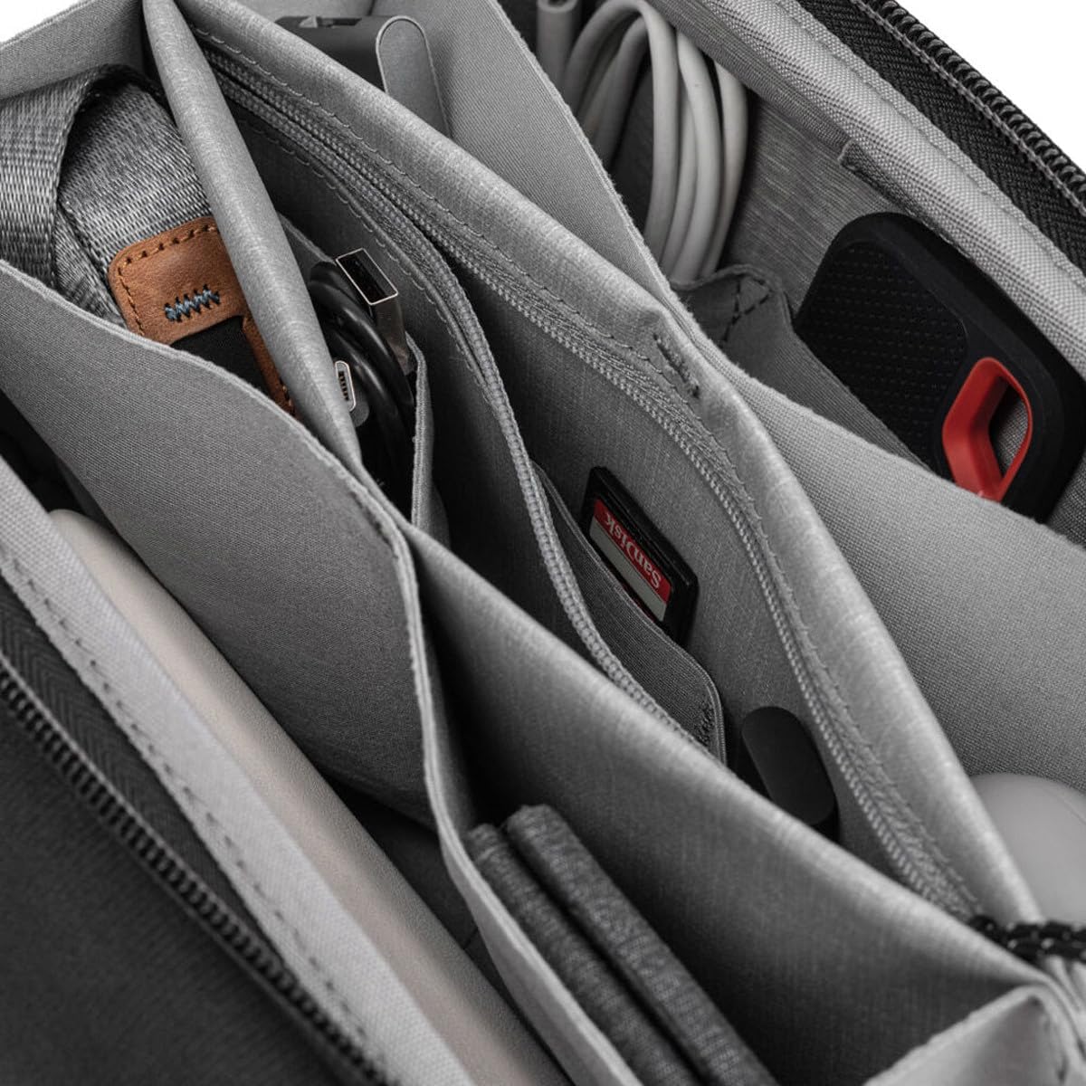 Peak Design Small Tech Pouch, Black, Electronics Organizer for Travel or Everyday Carry, Origami-Style Storage, Cable Pass-Through, Weatherproof Recycled Nylon, Gear Carry Bag for Men and Women