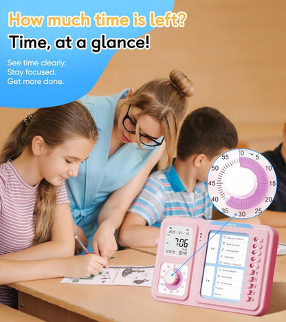 3-in-1 Visual Timer & ADHD Tool for Kids|Adults, Task Timer with Chore Chart Board, Visual Schedule for Kids with Autism, Daily Checklist for Home, School, Classroom, Desk