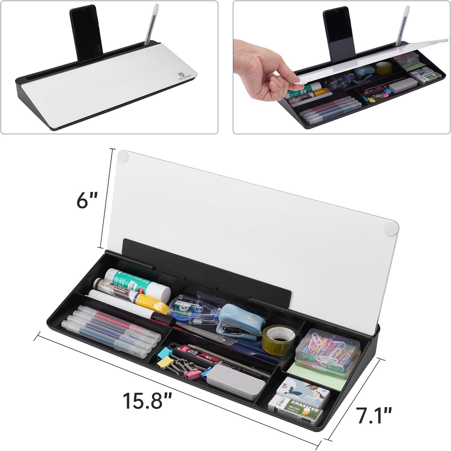 Small Glass Desktop Whiteboard Dry-Erase-Board for Office, Home, School Supplies ×2