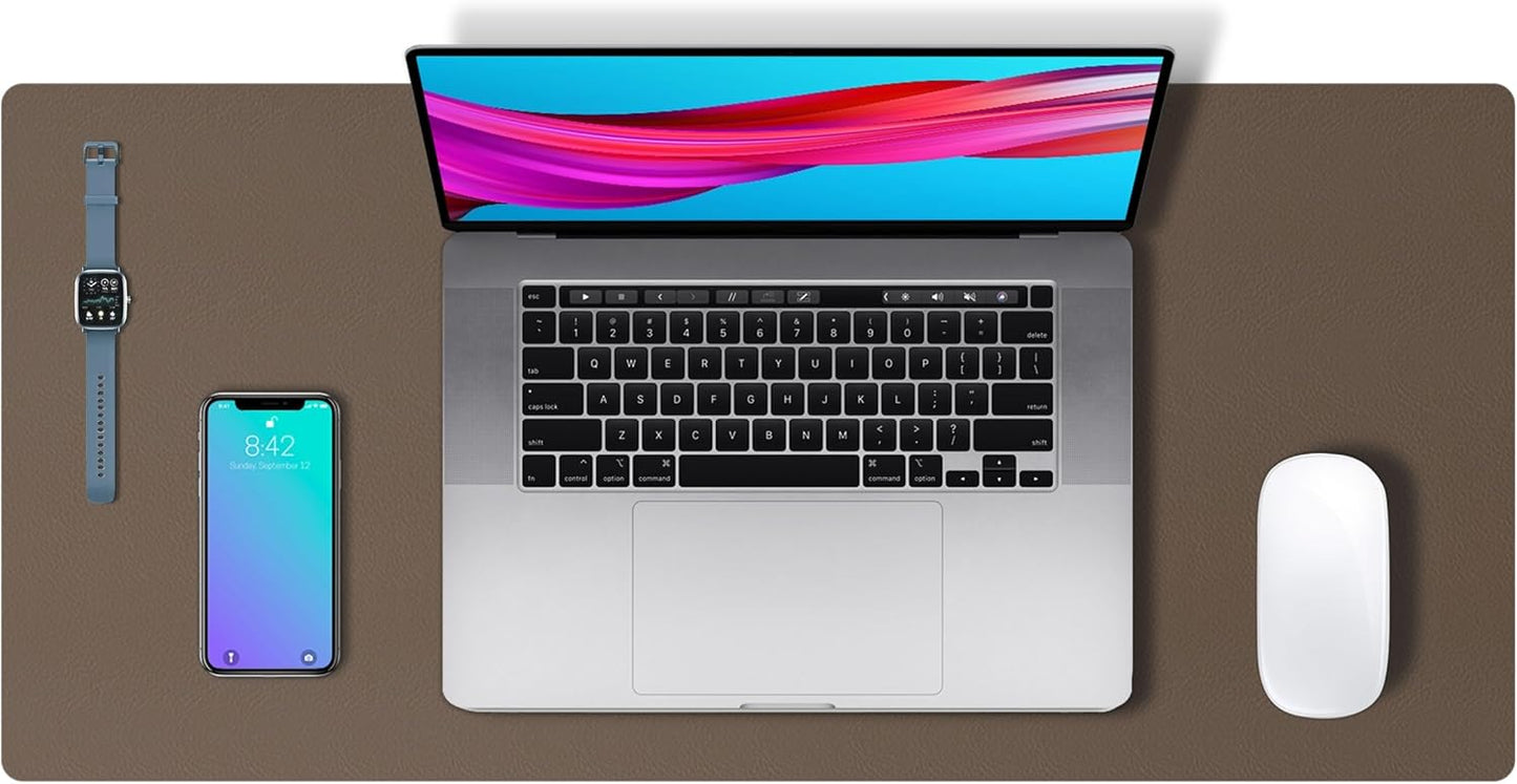 Aothia Leather Desk Pad Protector, Mouse Pad, Office Desk Mat, Non-Slip PU Leather Desk Blotter, Laptop Desk Pad, Waterproof Desk Writing Pad for Office and Home(Dark Blue,31.5" x 15.7") - Colors B