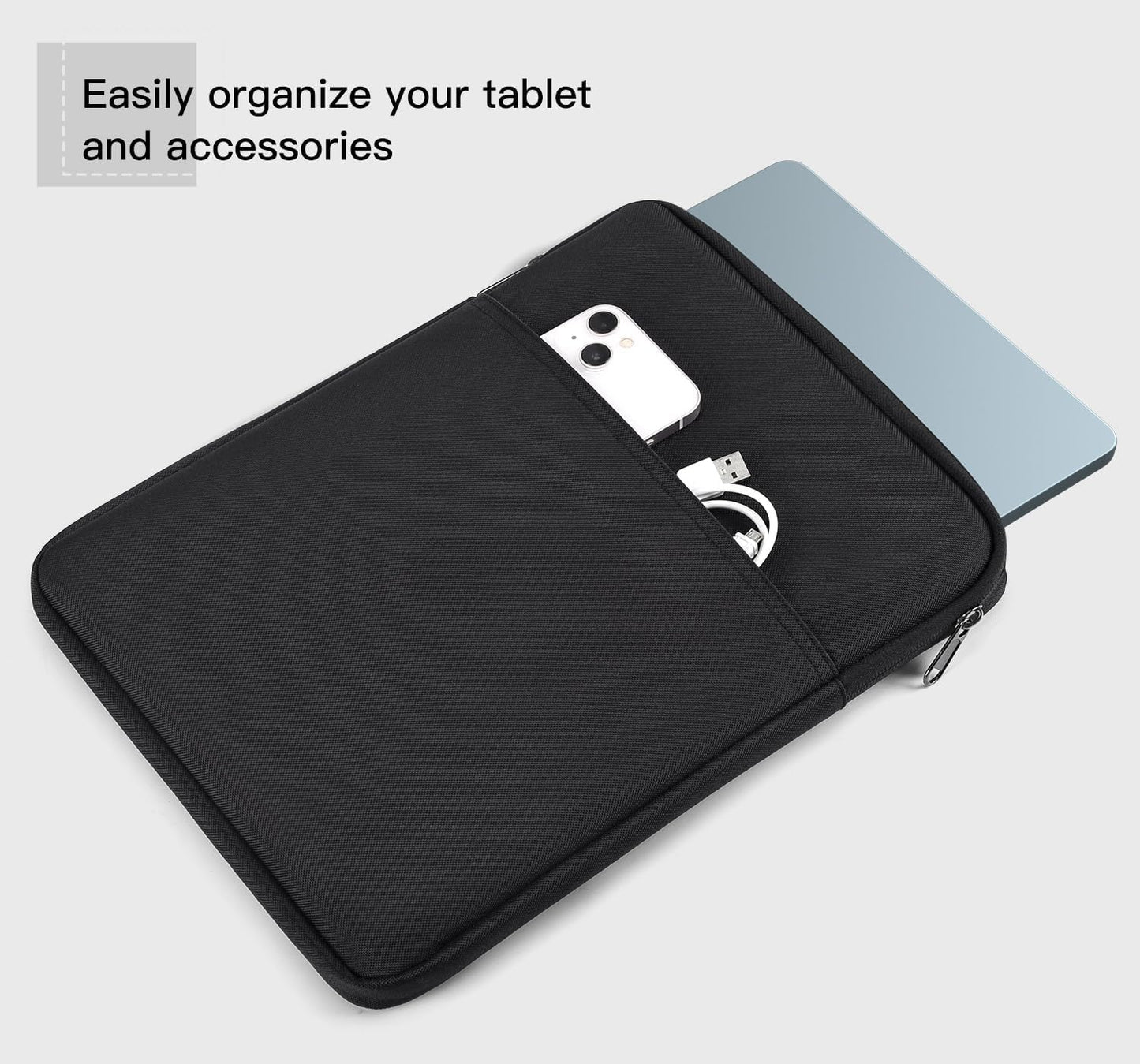 Tablet Sleeve for 2026 iPad A16, 11 inch iPad Air M4 M3 M2, Pro M5, Amazon Fire Max 11 Tablet/Kindle Fire HD 10/10 Plus, Galaxy Tab A9+ Plus Bag, Black