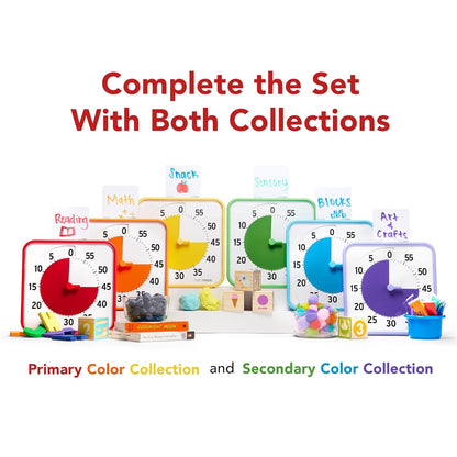 Time Timer 8 Inch Learning Center Classroom Set — 60 Minute Visual Timer for Kids with Dry Erase Activity Cards for Kids Classroom, Learning Centers and Teachers Desk Clock, Secondary (3-Pack)