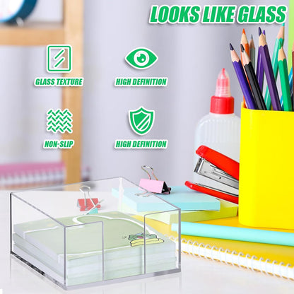Acrylic Post It Note Dispenser,3 x 3 Sticky Note Holder,Post It Note Holder for Desk,Acrylic Sticky Note Holder for School and Office Desk Organizer