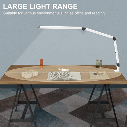 LED Desk Lamp with Clamp, Architect Desk Lamp with Dual Light and Adjustable Swing Arm, Clip-on Eye-Care 4 CCT Modes & 5 Brightness Levels Table Light Modern Computer Lighting for Home Office