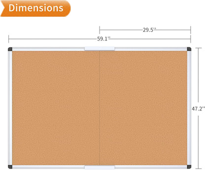 VIZ-PRO Cork Notice Board, 36 X 24 Inches, Silver Aluminium Frame