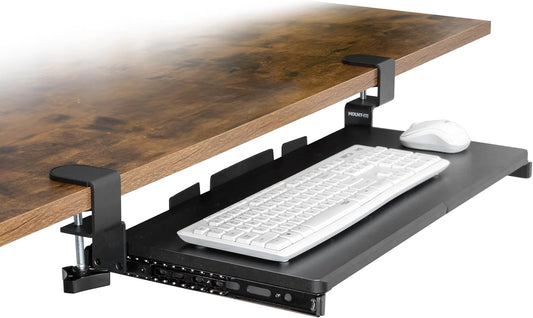 Mount-It! Under Desk Keyboard Tray, 30" Extra-Wide Clamp-On Slide-Out Drawer, Holds 11 lbs, Fits Desks up to 1.77" Thick, No-Drill C-Clamp Mount
