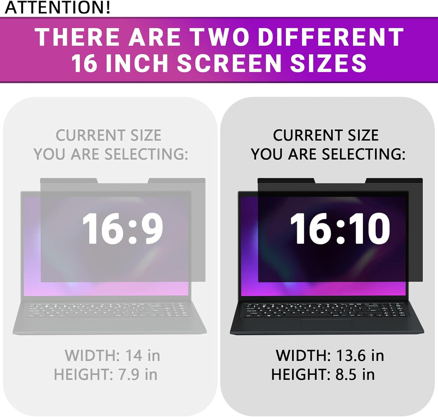 PYS Magnetic Laptop Privacy Screen Filter 15.6 Inch 16:9 - Detachable Computer Screen Privacy Shield, Anti-Glare Blue Light, Removable 15.6" Screen Protector for Lenovo, HP, Dell, Acer, ASUS