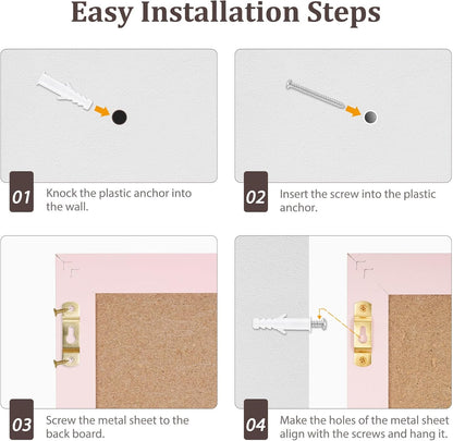 DOLLAR BOSS Bulletin Boards with Linen 1-Pack 16''X 12'' Double-Sided Cork Board for Walls Wood Framed Bulletin Boards, Small Pin Board for Home Kitchen Office Decorative Hanging 10 Pushpins