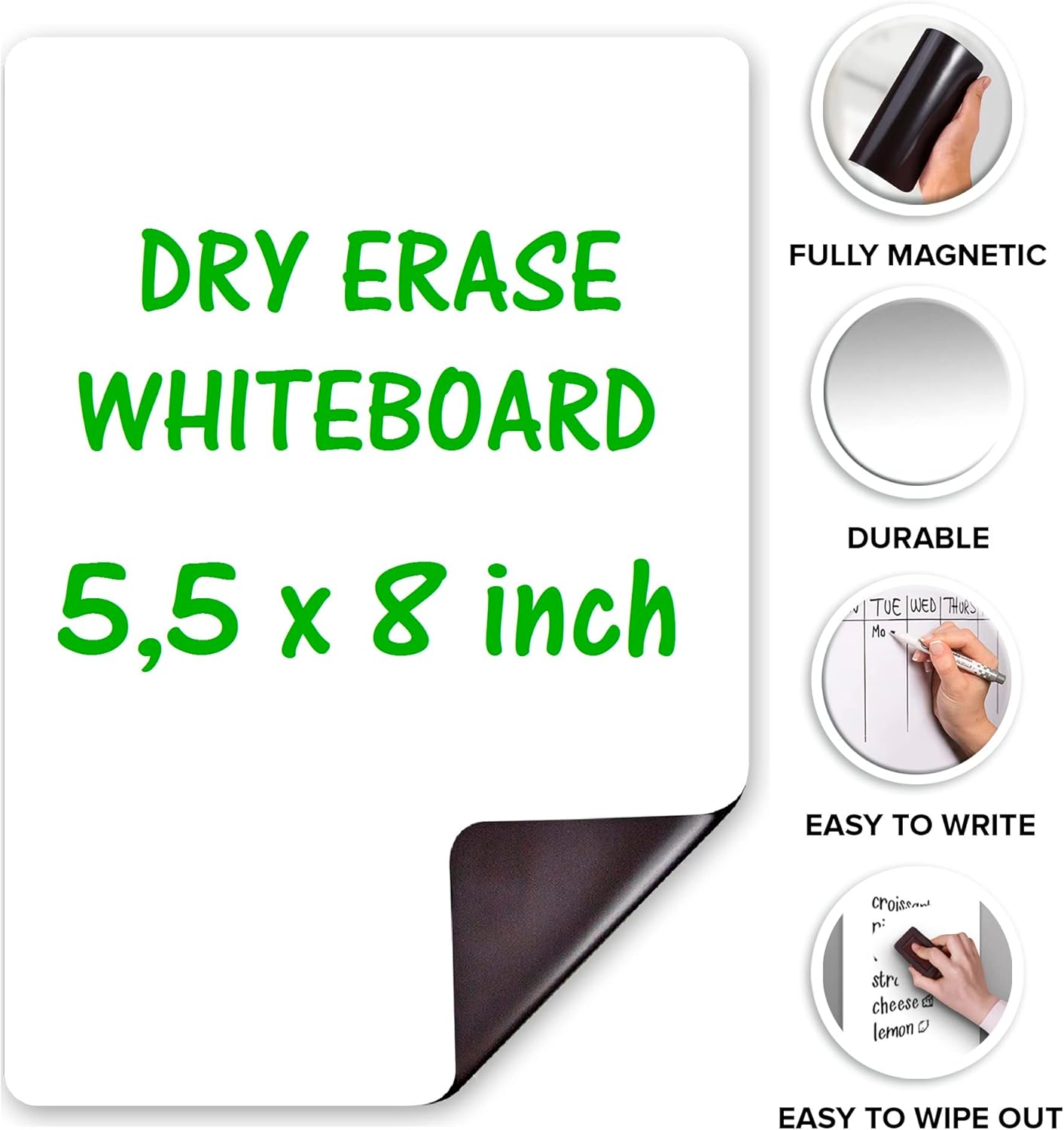 Dry Erase Small Magnetic to Do List White Board for Fridge A5 - Lined Dry Erase Todo List for Refrigerator - Daily Magnetic Planner - Mini Whiteboard Checklist - Magnet Task List White Board