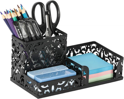 EasyPAG Desk Organizer with 3 Compartment for Pencil Sticky Note Holder and Office Accessories,White