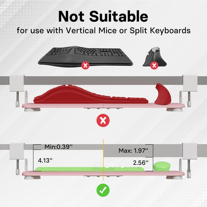 BONTEC KMT01 Under Desk Keyboard Tray, Pull-Out Keyboard & Mouse Platform with C-Clamp, 25.6 x 11.8 in Space-Saving Ergonomic Slide-Out Drawer, White