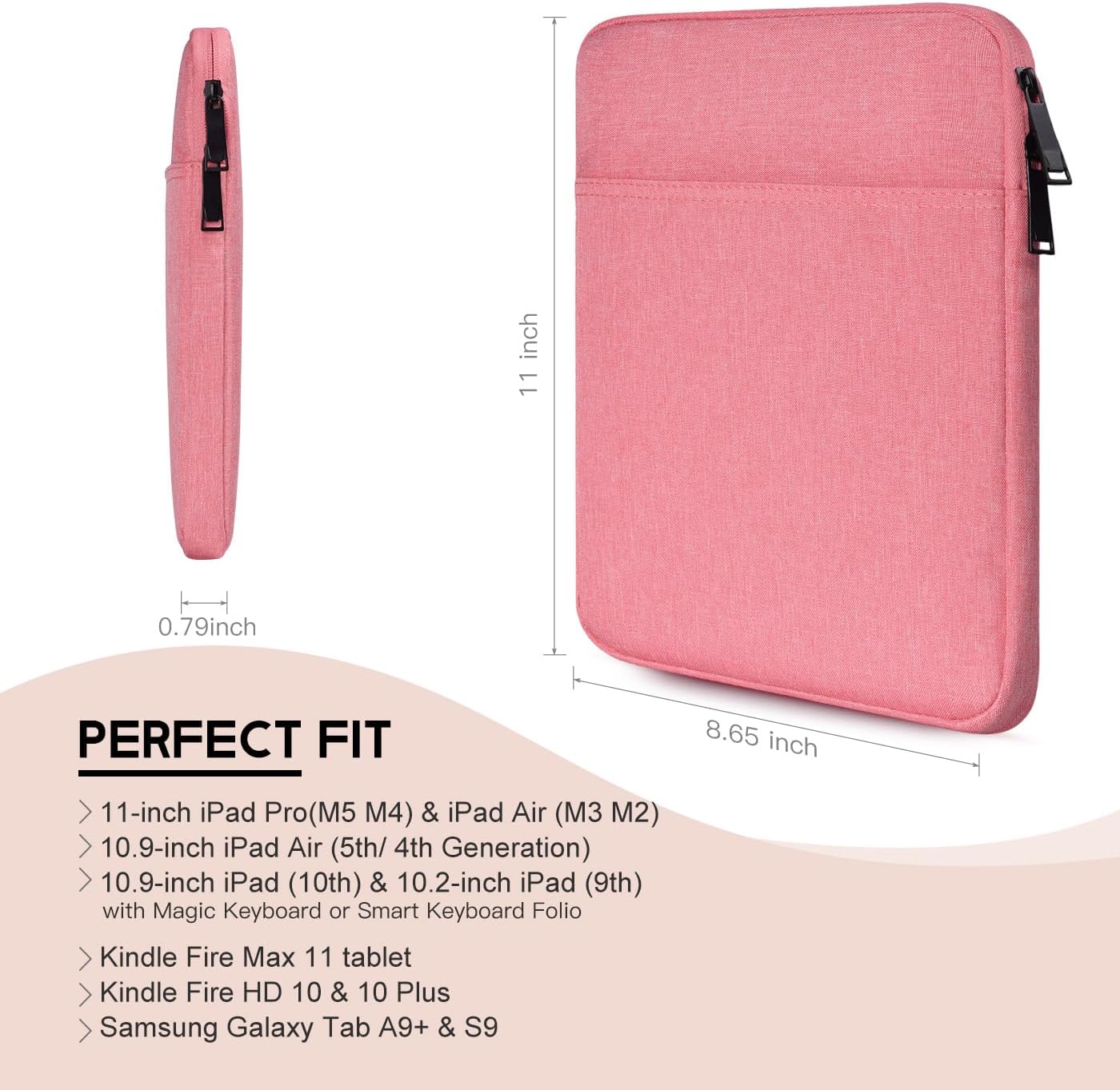 9-11 inch Tablet Sleeve Case for Fire Max 11 Tablet/Kindle Fire HD 10 Plus 10.1", iPad Pro M5 M4 /A16 11-in, iPad Air M2 M3 M4, 10.2 10.5 10.9 iPad Air, Galaxy Tab A9+ Plus, Fit Magic Keyboard -Purple