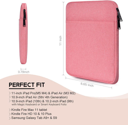 9-11 inch Tablet Sleeve Case for Fire Max 11 Tablet/Kindle Fire HD 10 Plus 10.1", iPad Pro M5 M4 /A16 11-in, iPad Air M2 M3 M4, 10.2 10.5 10.9 iPad Air, Galaxy Tab A9+ Plus, Fit Magic Keyboard -Purple
