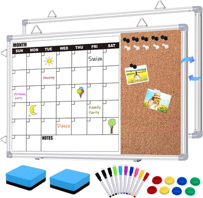 Weekly Planner Whiteboard, Weekly Dry Erase Board for Wall 16" x 12", Double-Sided Weekly Calendar Whiteboard with Pen Tray & Hook, Hanging Writing Schedule Board for Home, School, Office