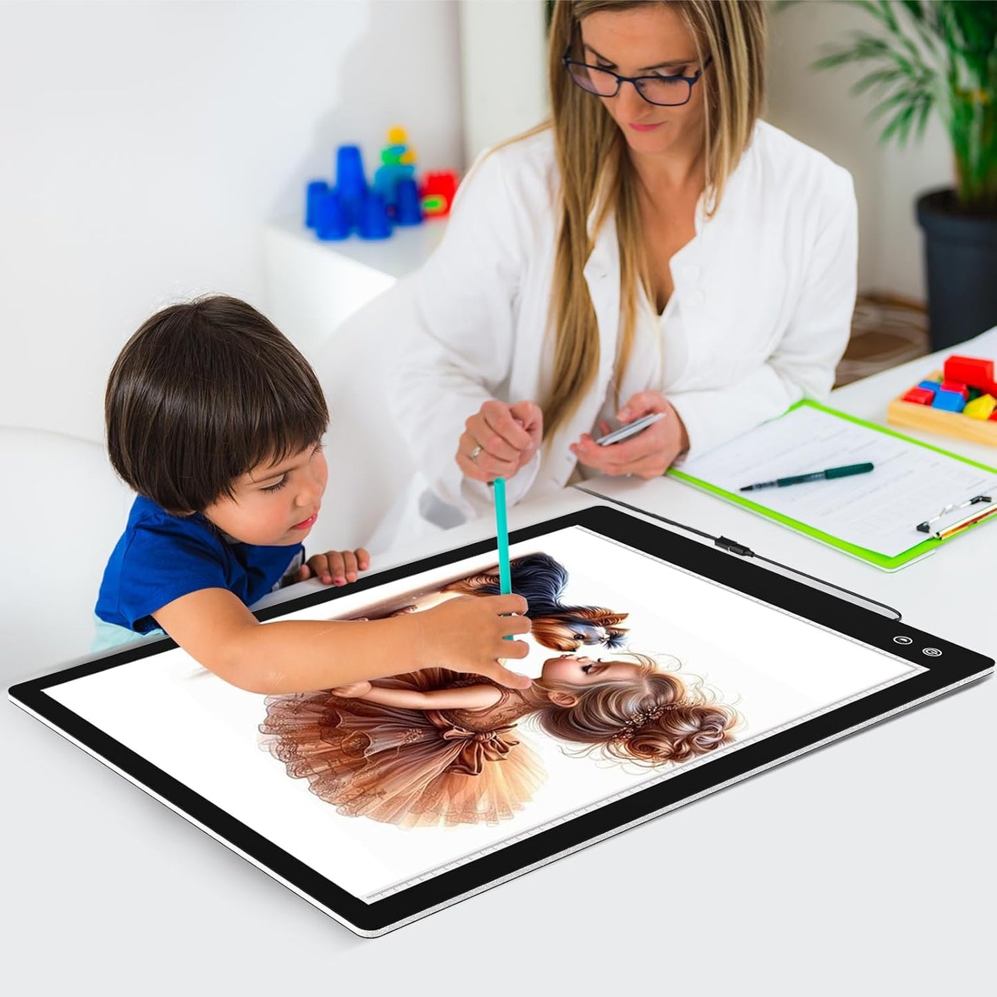 PICOVISTA Rechargeable A3 Diamond Art Light Board,Super Bright Tracing Light Box,6 Levels Brightness with 3 Colors Mode, Wireless LED Pad for Diamond Painting,Weeding Vinyl,Sketching & Drawing