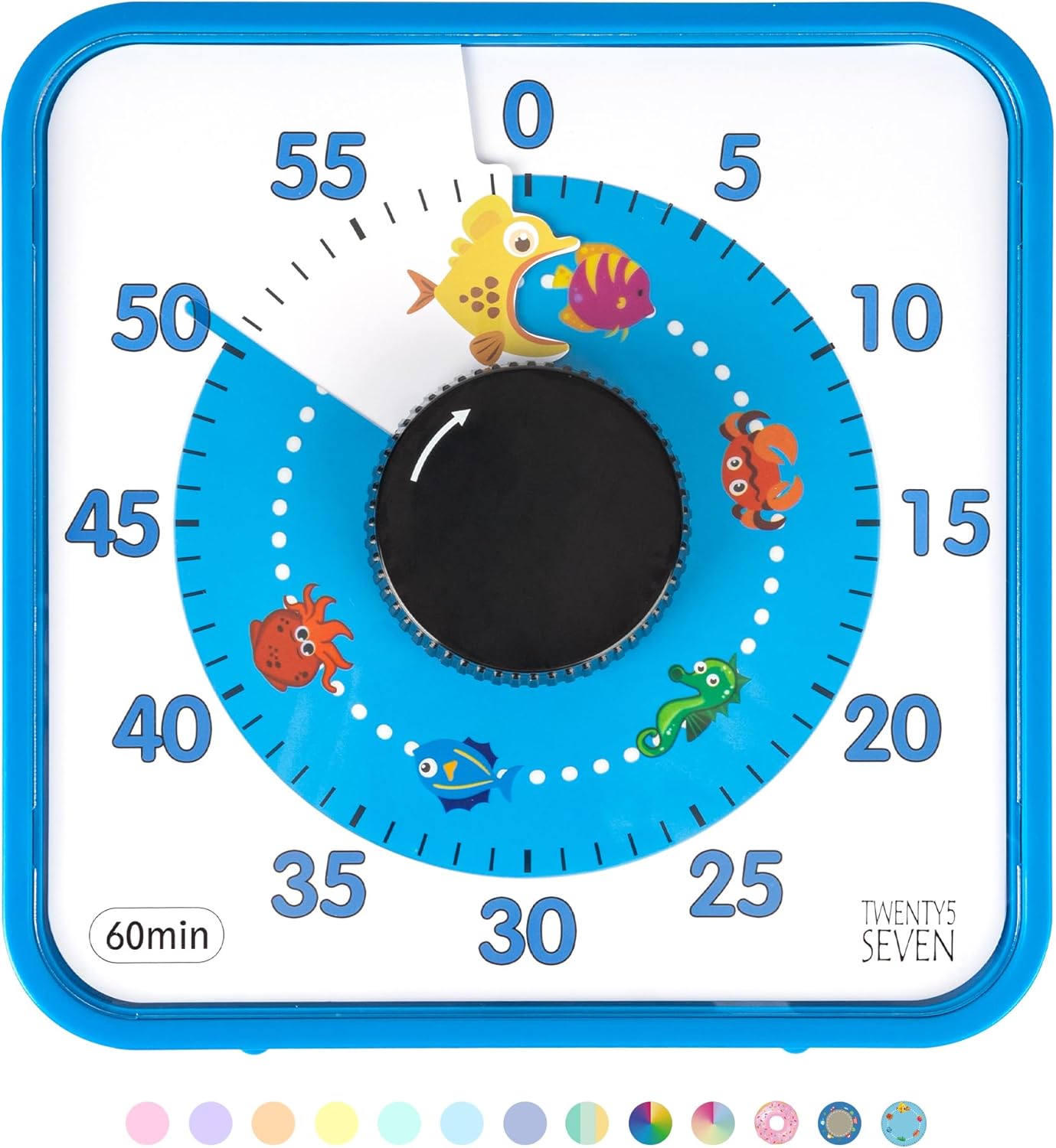 Visual Timer 7.5 inch; 60 Minute 1 Hour Countdown Timer for Kids Classroom Teaching Tool Home Office Meeting, Mechanical Countdown Clock for Exam Time Management Magnetic, Sky Blue with Colorful Disc