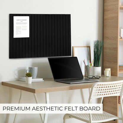 Large Felt Bulletin Board - Stylish Perfectly Sized 35" x 47" Cork Board Alternative for Office & Wall Decor – 12 Customizable Adhesive Tiles w/Golden Pins are Perfect to Display Your Photos