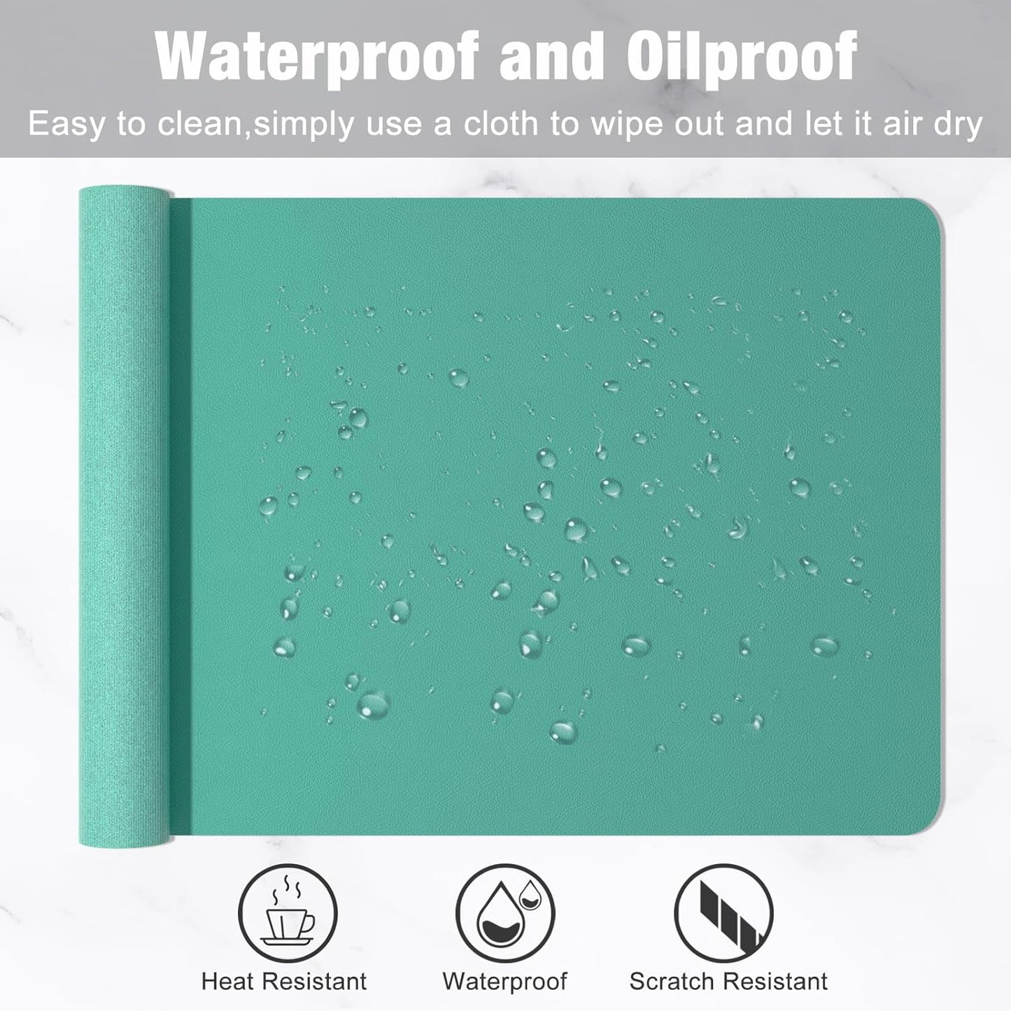 Hsurbtra Desk Pad, 23.6" x 13.8" PU Leather Desk Mat, M Extended Mouse Pad, Waterproof Desktop Blotter Protector, Non-Slip Ultra Thin Small Laptop Keyboard Writing Mat for Office Home, Pink