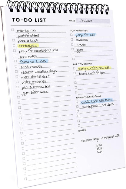 To Do List Notepad: With Multiple Functional Sections - Large Size 8.5x11" 52 Sheets - Tear Off Daily Planner Notebook - Task CheckList Organizer Agenda Pad for Work - Note, Plans, Goals, Grocery, and