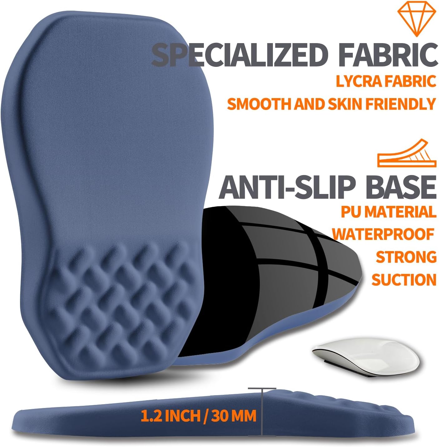Ergonomic Slope Mouse Pad Wrist Support, Wrist Rest Mousepad for Carpal Tunnel Pain Relief with Massage Bulge and Slow Rebound Memory Foam (12x8 inch, Black)