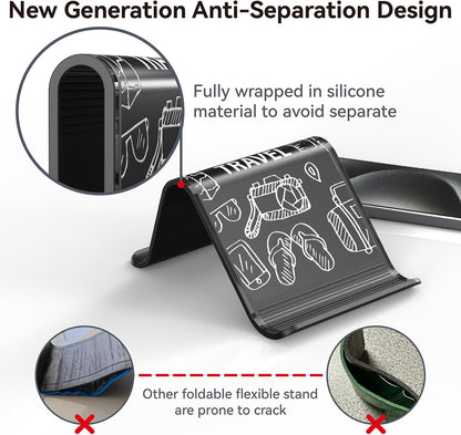 Airplane Phone Holder Mount, Travel Essentials Flexible Phone Holder, Airplane Tablet Holder for Flying, Desk, Compatible with iPhone, Smartphone, Tablet (Black Silk Screen)