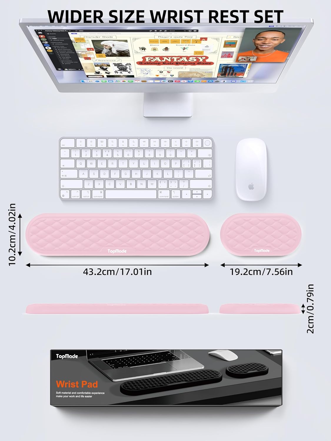 TopMade Keyboard Wrist Rest, Cooling Gel & Upgrade Soft Memory Foam Design Wrist Support for Keyboard, Full-Size Keyboard Hand Rest Pad, Ergonomic Palm Rest for for Long Hours of Work, Gaming, Black