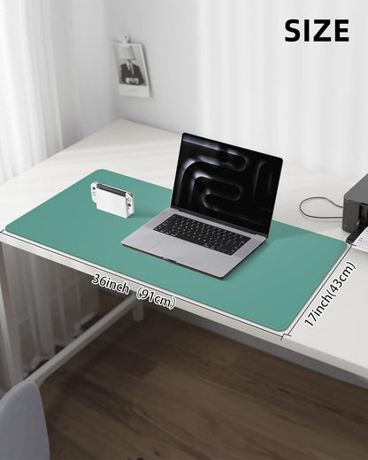 AFIING Desk Pad Protector 23.6" x 13.7" - Non-Slip Waterproof PU Leather Desk Mat for Mouse, Keyboard, Laptop, Office and Home Workspace (Beige)