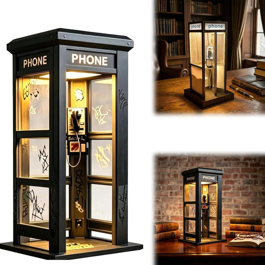 Vintage Phone Booth Ambient Lamp, Retro Tall Classic Design Warm LED Light, Phone Booth Lamp for Bedroom, Home Office, Study & Bar Decor (2)