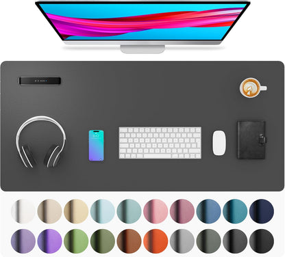 Aothia Leather Desk Pad Protector, Mouse Pad, Office Desk Mat, Non-Slip PU Leather Desk Blotter, Laptop Desk Pad, Waterproof Desk Writing Pad for Office and Home(Dark Blue,31.5" x 15.7") - Colors B