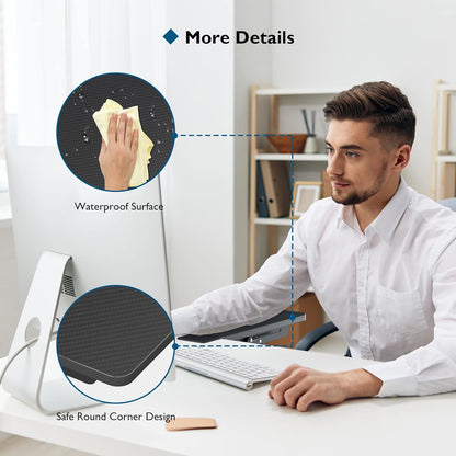 BONTEC Desk Extender Tray, 11.8"x5.9" Table Mount Arm Wrist Rest Shelf, 90°Foldable Elbow Support, Clamp on Computer Arm Rest for Desk, Office & Home Use, Durable & Easy to Install, Black Carbon Fiber