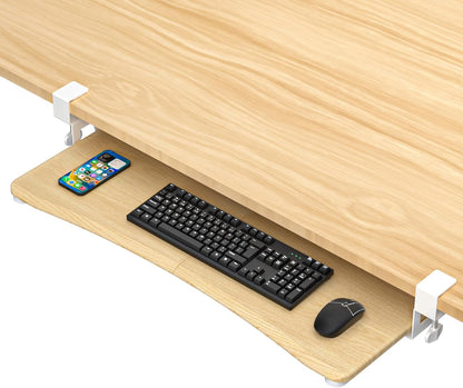 suptek Keyboard Tray Under Desk Pull Out with C Clamp Mount, Computer Keyboard & Mouse Tray, 25.6 (30 Including Clamps) x 11.8 inch Slide-Out Platform Computer Drawer for Typing, Black, DSF1