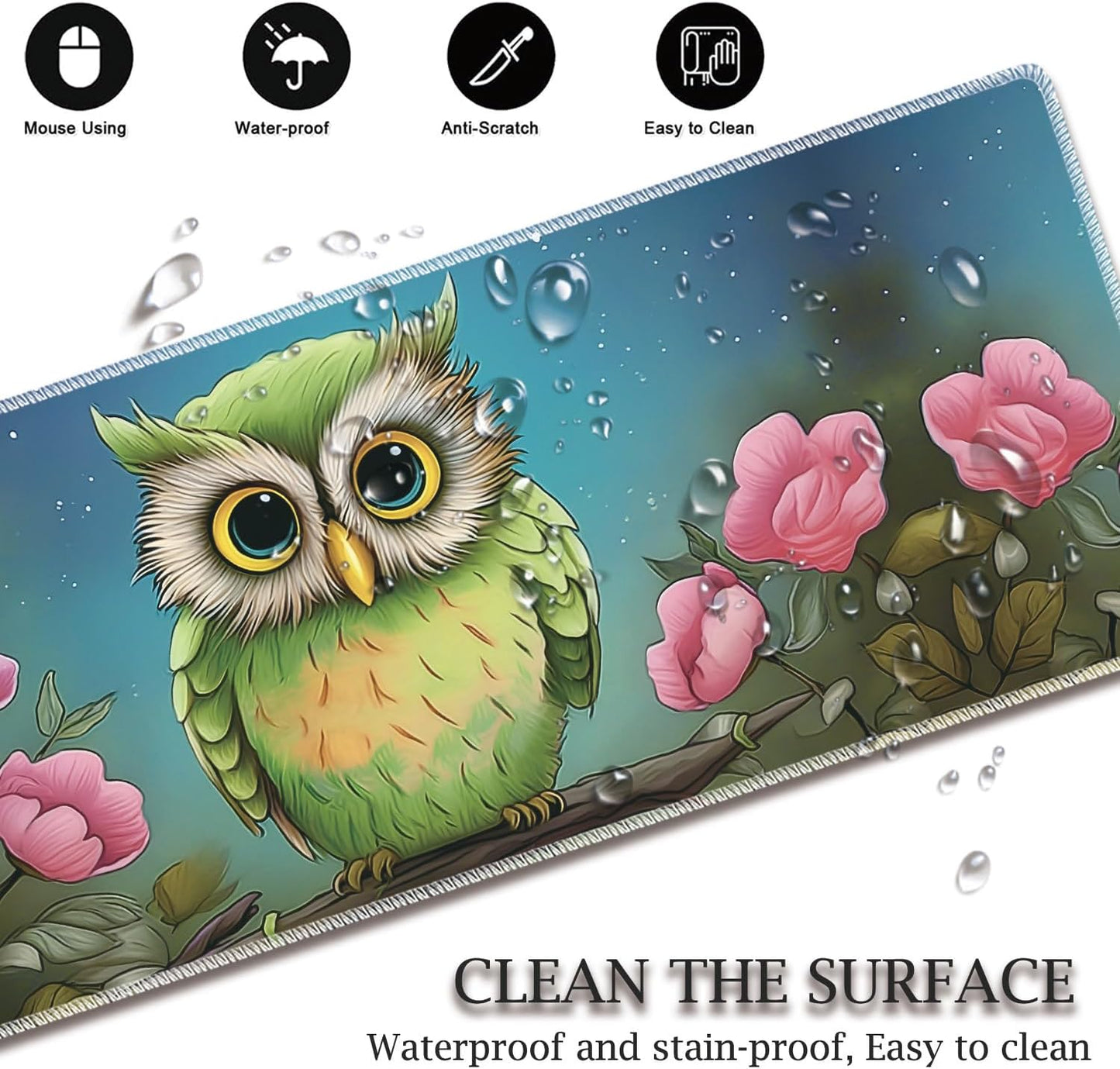 Mouse Wrist Rest and Keyboard Wrist Rest Pad Set, Non-Slip Rubber Base Smooth Surface Ergonomic Gaming Mouse Pad for Easy Typing and Pain Relief, Antique Blue Wood Grain Dog Paw + Coaster