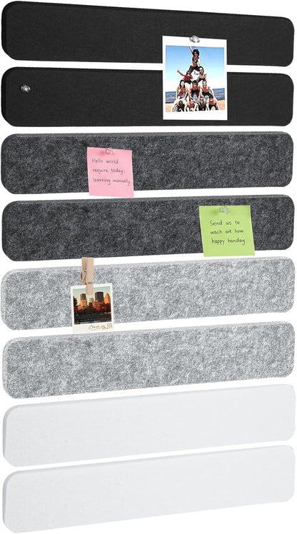 Thboxes 5 Pack Felt Bulletin Board Strips, 13x2 Inch Self Adhesive Felt Pin Boards with 30 Pushpins, Cork Board for Walls Home Office Decor(Black)