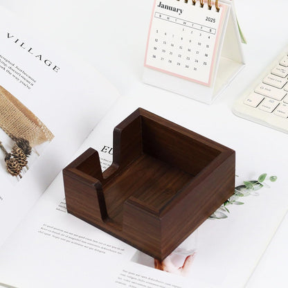 Buqoo 4x6 Notepad Holder Dispenser, Walnut Wood Sticky Notes Memo Pad Holder Dispenser Desk Supplies Organizer Accessories for Office Home Schools