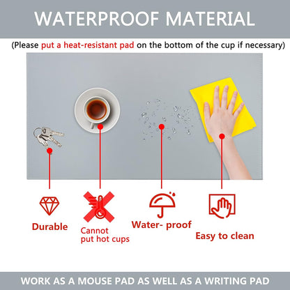 AKOZLIN 35.4"x 18.9" Soft PU Leather Surface Office Desk Mouse Mat Anti-Push Pad with Full Grip Fixation Lip Table Blotter Edge-Locked Protector