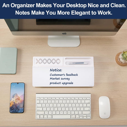 TSJ OFFICE Small Desktop Whiteboard -Glass Dry Erase Board Computer Keyboard Stand White Board Surface Pad with Drawer, Desk Organizers with Accessories for Office, Home, School Supplies - White