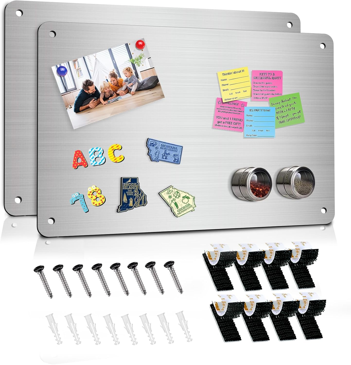 2Pack Magnetic Board 17.5" x 11.4" Magnet Bulletin Board is Suitable for displaying Notes, Photos,Magnetic Letters,Suitable for Walls, refrigerators, cabinets, etc
