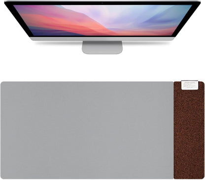 3-in-1 Eco Cork Wireless Charging Mouse Pad, Dual-Sided Fast Charge Mouse Mat, Extra Large Waterproof Office & Makeup Desk Protector, Qi-Certified Desk Pad for iPhone/Samsung/AirPods