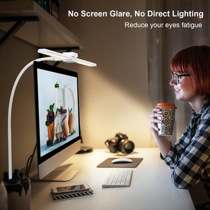 EppieBasic Desk Lamp,24W Led Desk Lamps with Clamp,Double Head Desk Light for Home Office, Architect Desktop Lamp Eye Care Workbench Office Table Light for Monitor Studio Reading
