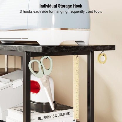 VENNQD Organizer and Storage Stand Compatible with Cricut Machines,Rolling Storage Cart/Shelf with 24 Vinyl Roll Holders，2 Fabric Drawer,Accessories Holder,Tool Hook for Craft Room Home (white)