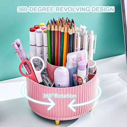 Cayxenful Pencil Holder For Desk,5 Slots 360°Degree Rotating Desk Organizers And Accessories,Desktop Storage Stationery Supplies Organizer, Cute Pencil Cup Pot For Office, School, Home (C-Blue)