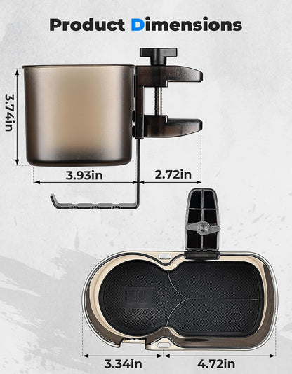 KEMIMOTO Desk Cup Holder with Headphone Hanger, 2 in 1 Caddy Organizer for Office Table, Lawn Chair, Golf Cart, Pontoon Boat, Fit for Most 18-32 oz Bottles (1)