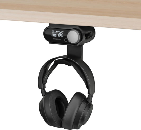 Under Desk Headphone Hanger Stand for Steelseries Arctis Nova Pro Wireless Headsets with Dock for the Wireless Base Station by Brainwavz (HPS02)