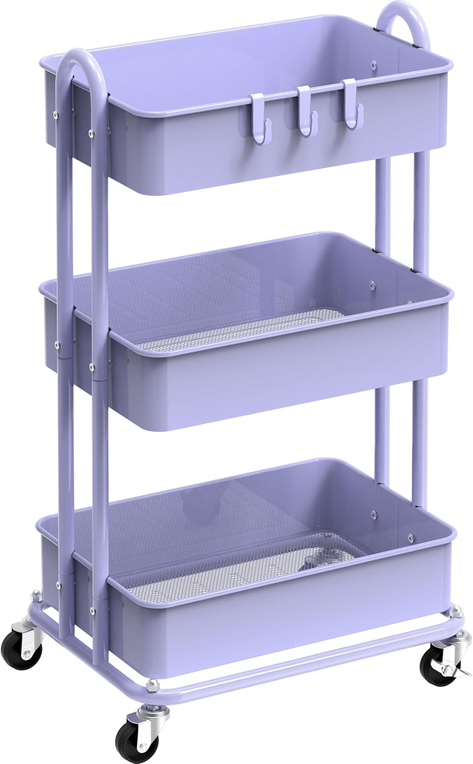 Simple Houseware 3-Tier Heavy Duty Metal Utility Rolling Cart, White