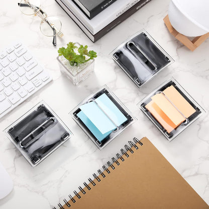4 Pcs Pop up Sticky Notes Dispenser Sticky Note Holder Black Base Clear Top for 3 x 3 Inches Pad Holder for Acrylic Memo Organizer Fits Reminder School Office Home Store
