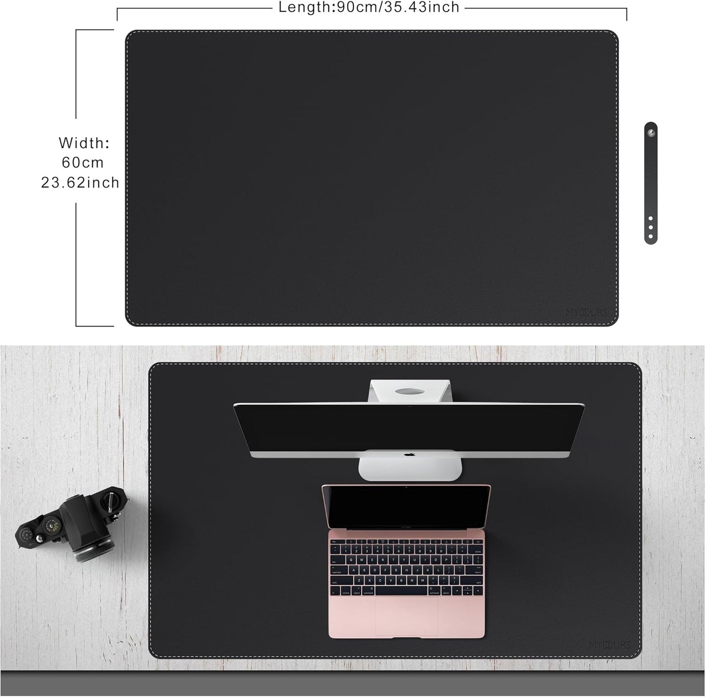 Mydours 40" x 20" Extra Large Desk Mat, PU Leather & Cork Desk Pad, Large XXL Desk Mouse Pad for Workstation, Office, Home, Computer Desk Mat with Keyboard & Mouse (Black)