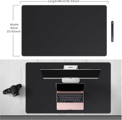 Mydours 40" x 20" Extra Large Desk Mat, PU Leather & Cork Desk Pad, Large XXL Desk Mouse Pad for Workstation, Office, Home, Computer Desk Mat with Keyboard & Mouse (Black)