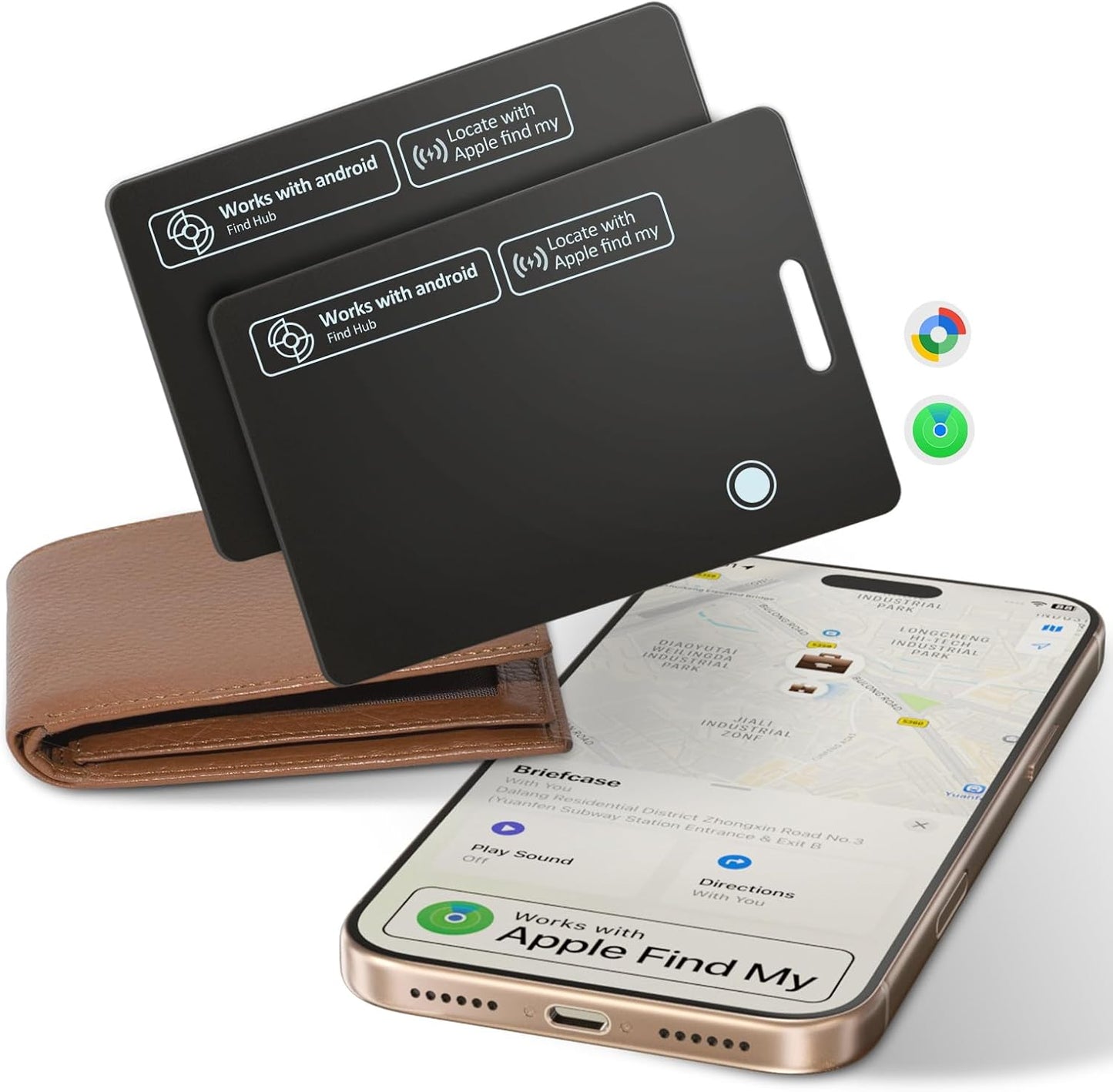 2 Pack Ultra Slim Rechargeable Wallet Tracker Card, IP67 Waterproof Bluetooth Tracking Card Compatible with Apple Find My & Android, Item Locator for Wallet Luggage Backpack