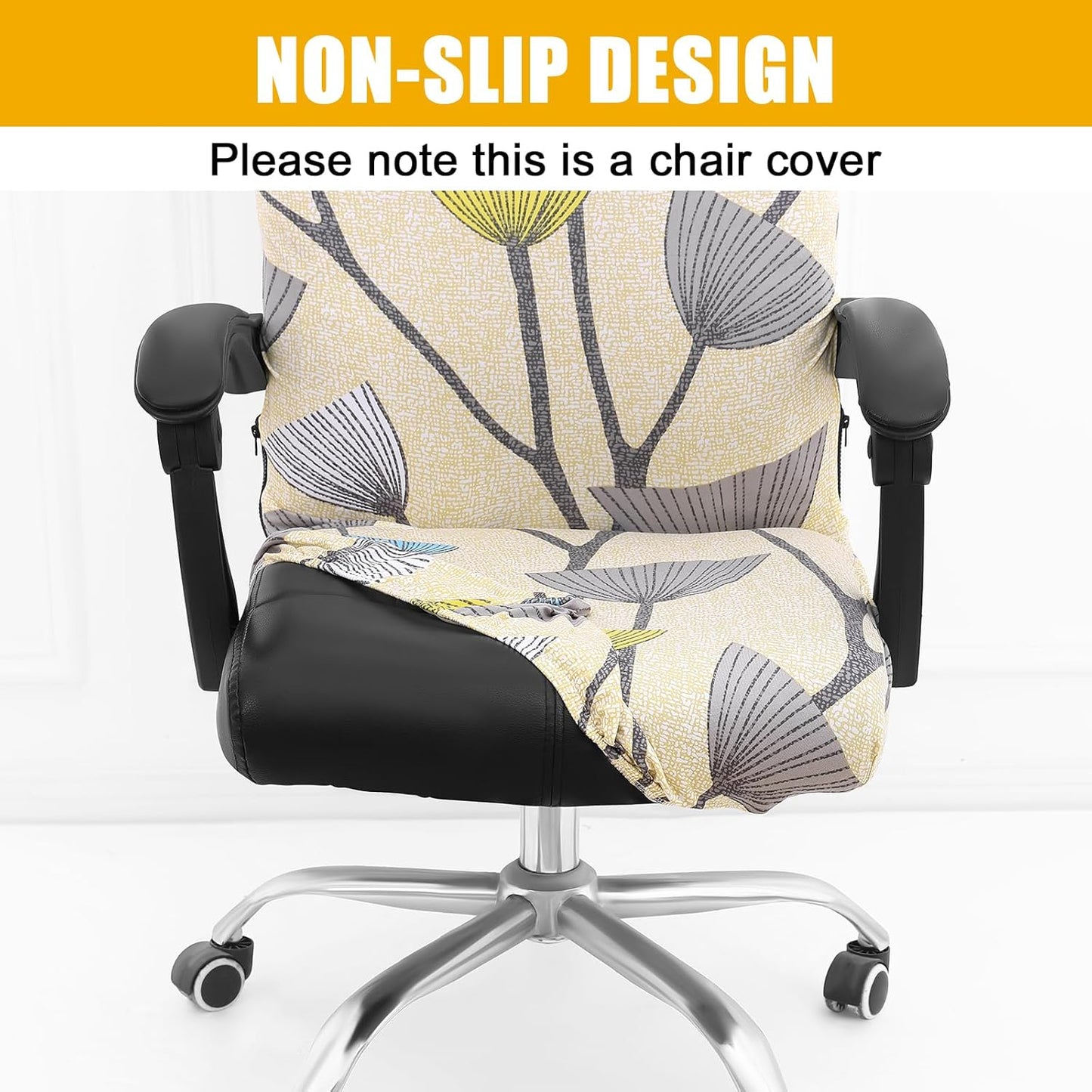 Smiry Stretch Printed Office Chair Armrest Covers, 2 Pcs Soft Fit Removable Washable Computer Desk Chair Arm Covers Protector, Black