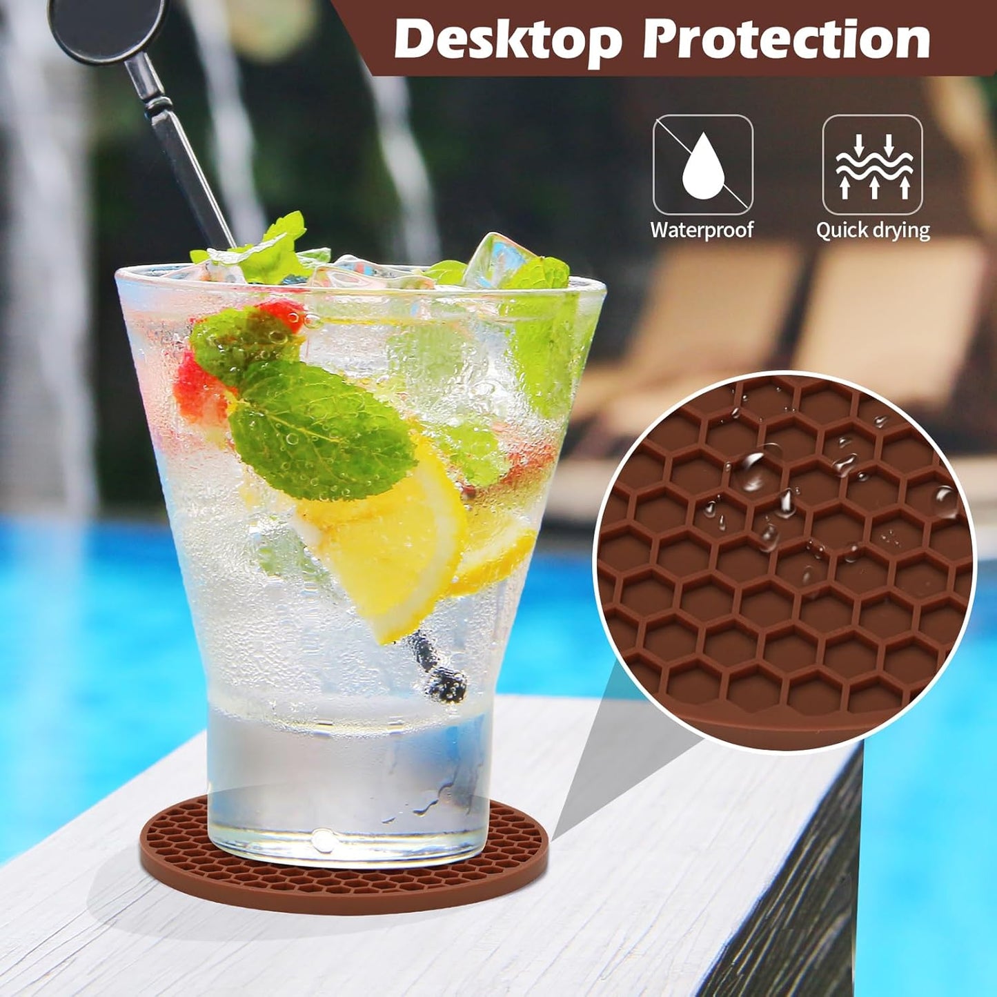 TWTLi Silicone Coasters Set of 8 with Holder,Coasters for Drinks,Beer,Coffee Coasters,Suitable for Kinds Cups,Hot or Cold,Anti-SLI,Non-Stick,Anti-Overflow Tabletop Protection and Decor (8 Pcs, Black)